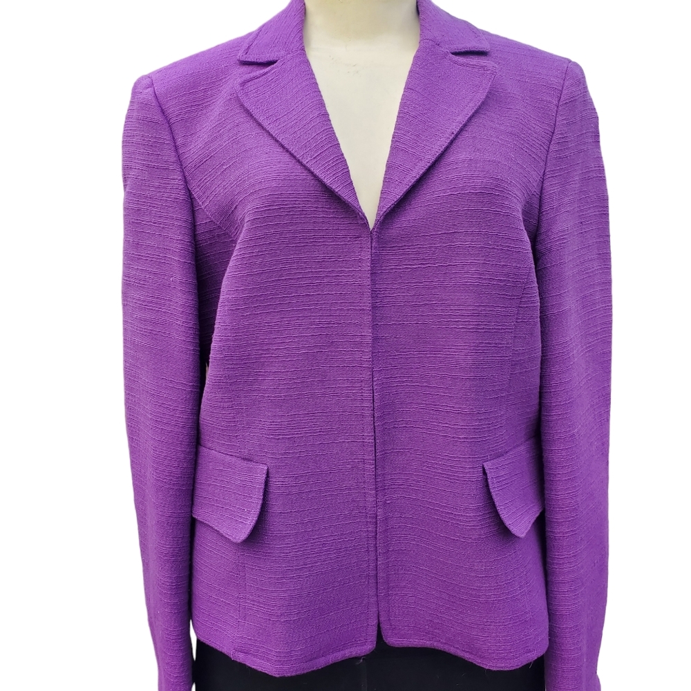 Evan Picone Jacket Blazer Open Front Career Essentials Hook Eye Purple NWT  Sz10